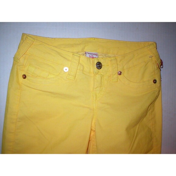 New Womens True Religion Brand Jeans 24 Bright Yellow Skinny Pants Shannon Cords - Picture 5 of 7